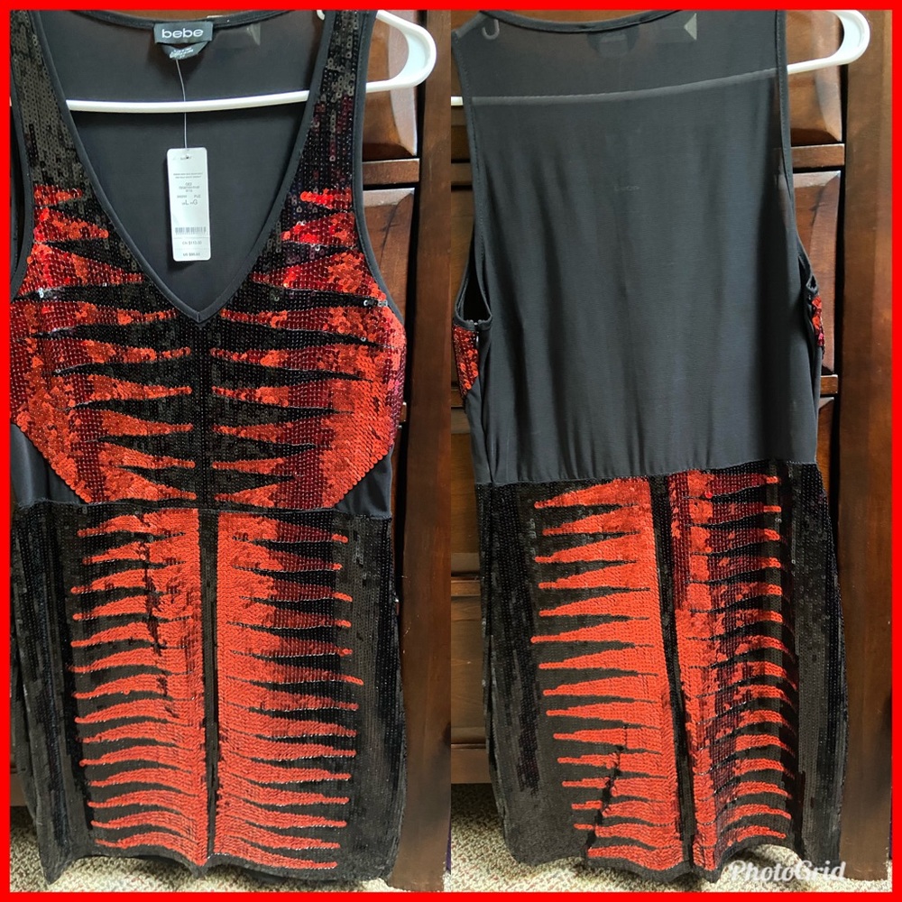 Black and red sequence dress